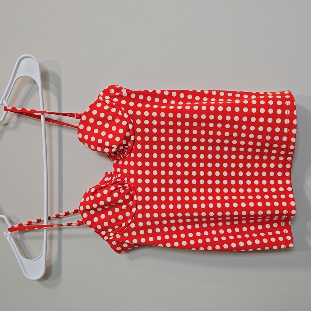 J. Crew, Size 0, NWT, Red Polka Dot Tankini Swim Top
